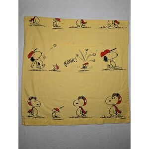 Peanuts Snoopy Yellow Baseball Curtain Panel About 38x38 Inch